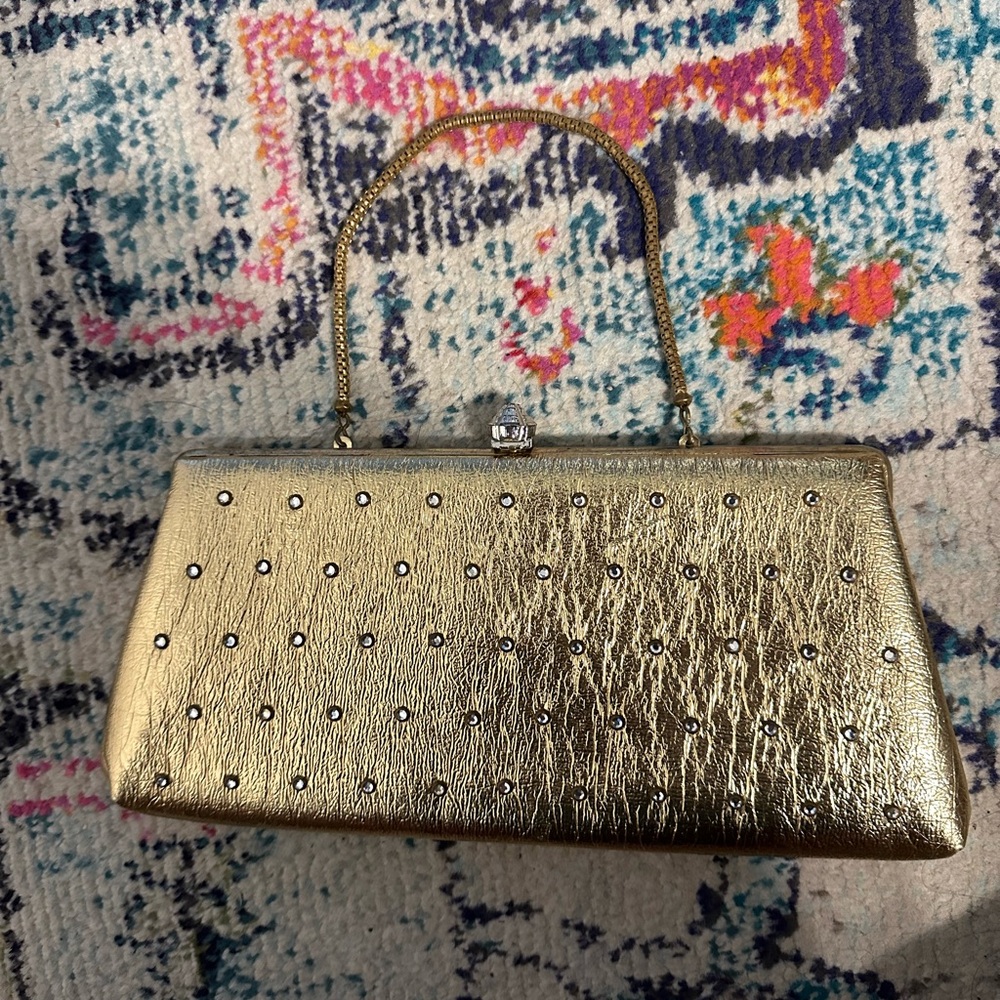Vintage Gold Clutch with Metallic Accents